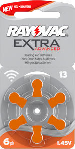 13AE (ORANGE tab) hearing aid batteries. 
<B>Capacity:</b> 300mAh
6 batteries per card.
Best before date: 11/2019