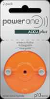 Power One Accu Plus 13 Rechargeable Hearing Aid Batteries